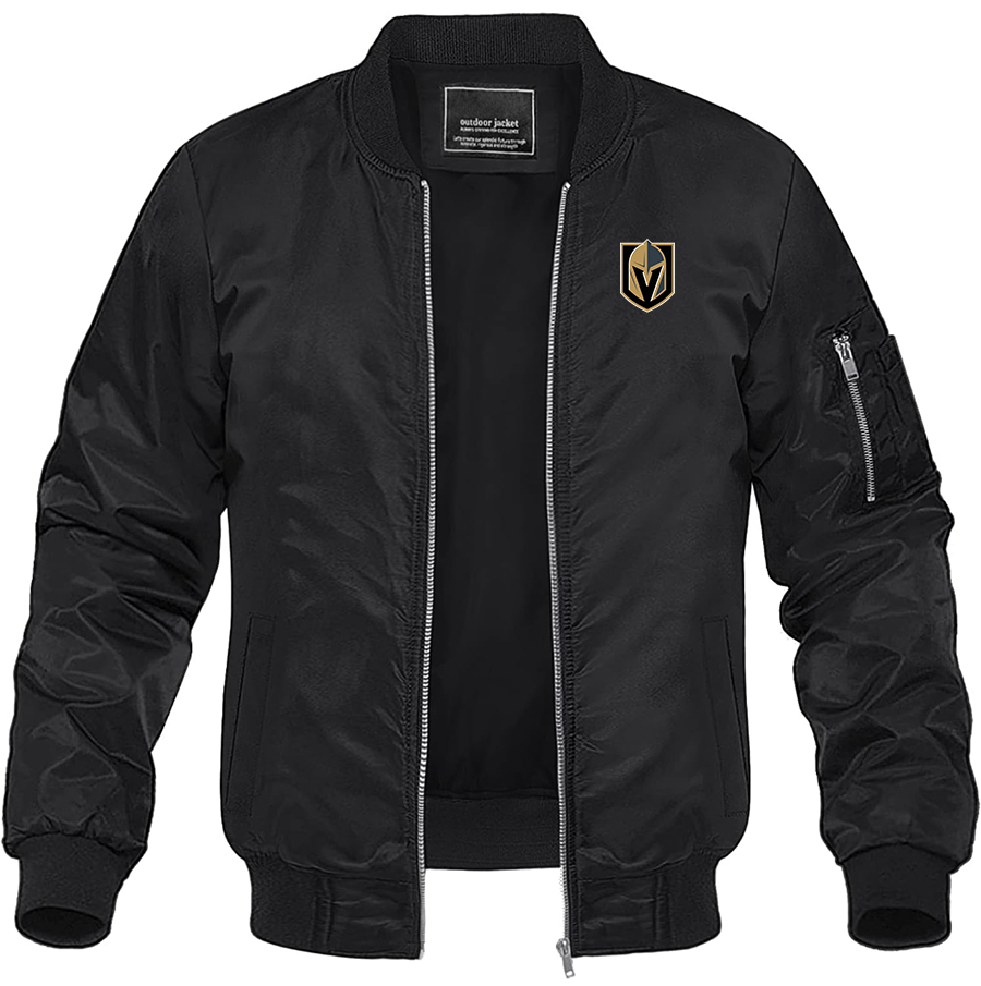 Men's NHL Vegas Golden Knights Lightweight Bomber Jacket Windbreaker Softshell Varsity Jacket