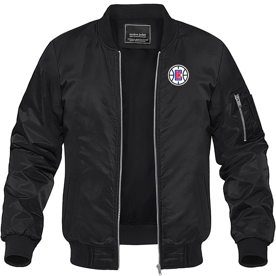 Men's LA Clippers Lightweight Bomber Jacket Windbreaker Softshell Varsity Jacket Coat