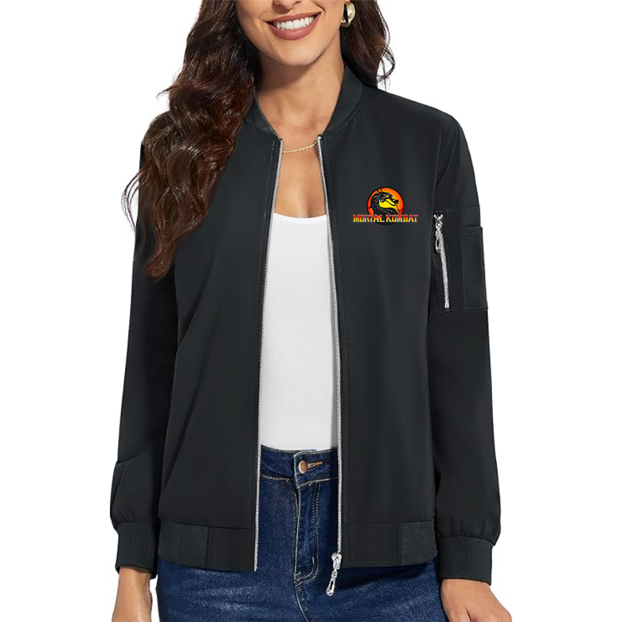 Women's Mortal Kombat Premium Bomber Jacket with Polished Detailing and Functional Sleeve Pocket Modern Luxury Outerwear