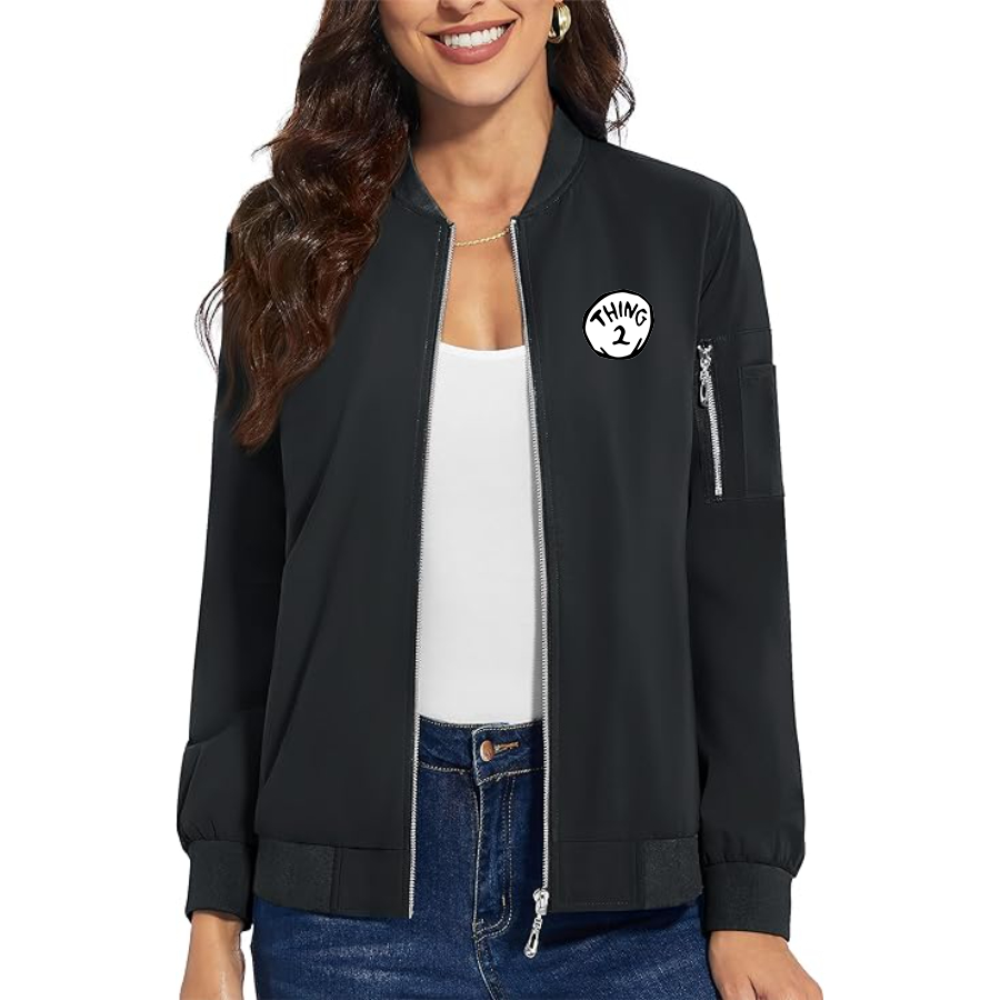 Women's Dr. Suess Thing 2 Premium Bomber Jacket with Polished Detailing and Functional Sleeve Pocket Modern Luxury Outerwear