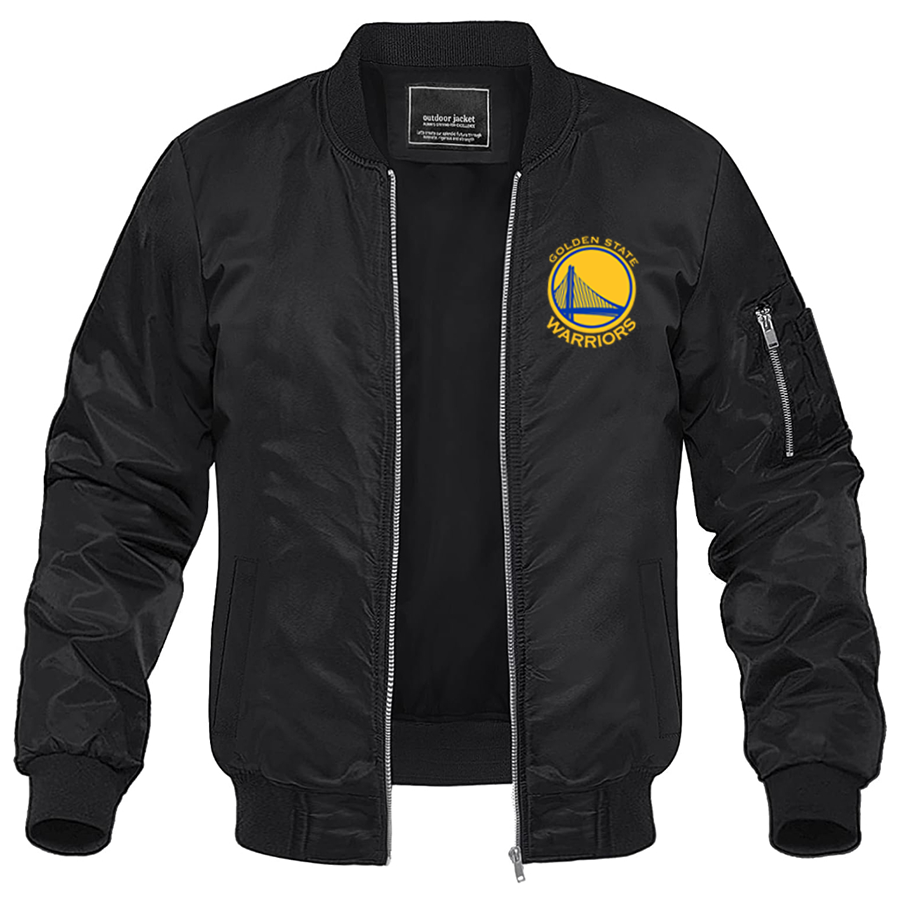 Men's Golden State Warriors Lightweight Bomber Jacket Windbreaker Softshell Varsity Jacket Coat