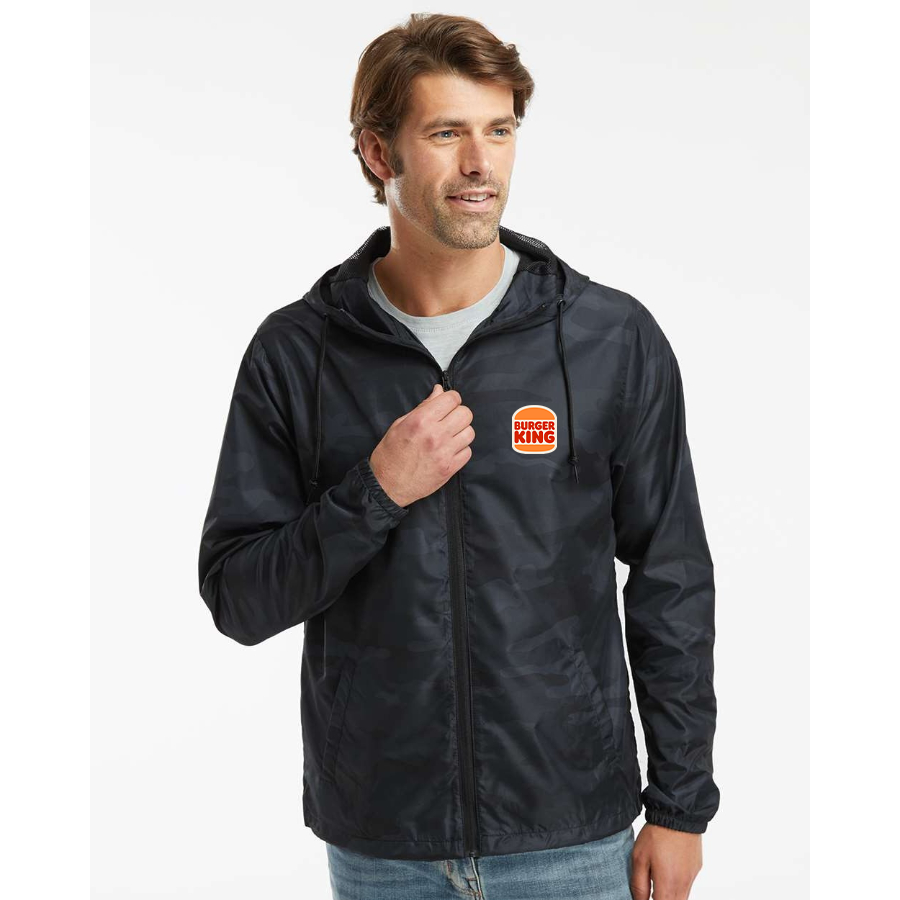 Men's Burger King Independent Trading Co Lightweight Windbreaker Full Zip Jacket Shirt – Tee