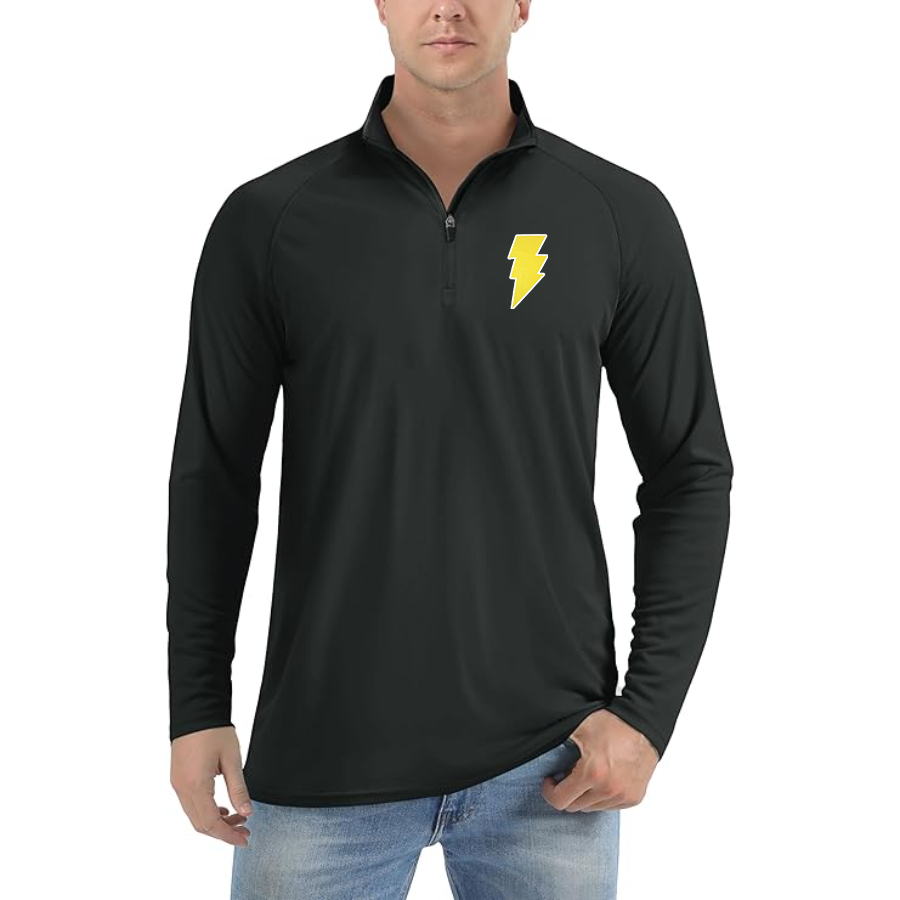 Men's Black Adam Lightweight Quarter-Zip Athletic Shirt Long Sleeve Performance Wear