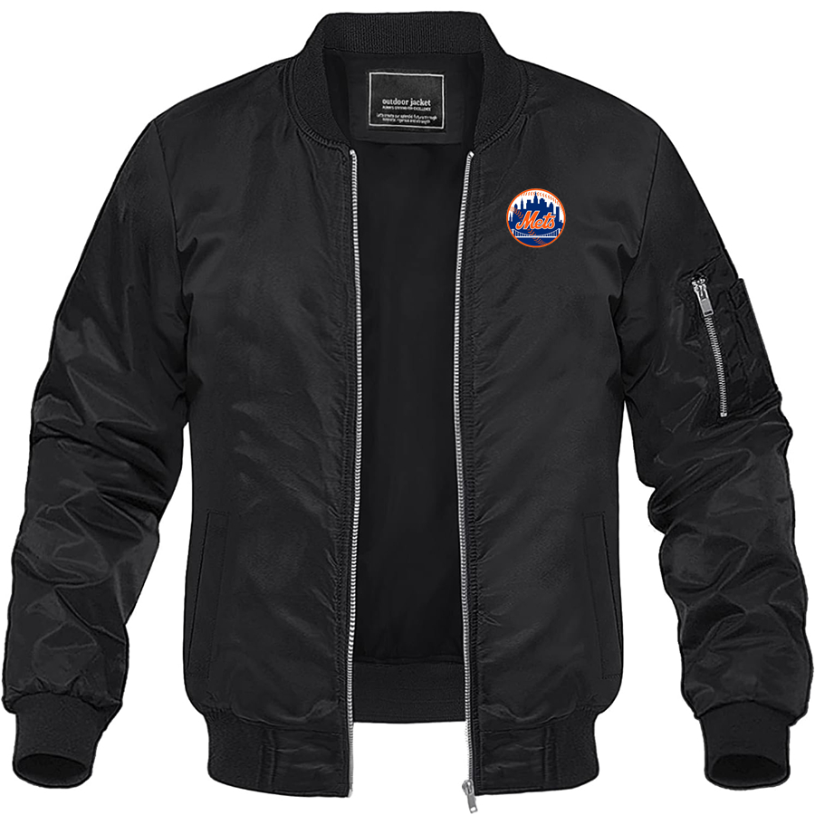 Men's New York Mets Lightweight Bomber Jacket Windbreaker Softshell Varsity Jacket