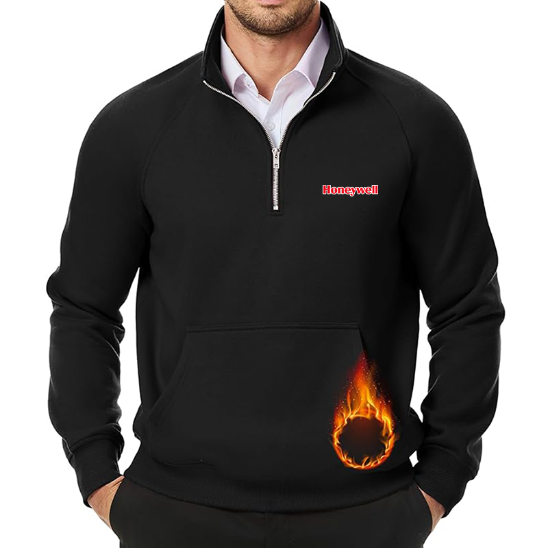 Men's Honeywell  JMIERR Quarter Zip Pullover Heavy Sweatshirts Warm Fleece Sweatshirt Polo