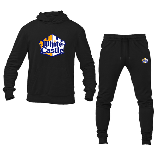 Men's White Castle Hoodie and Joggers Set