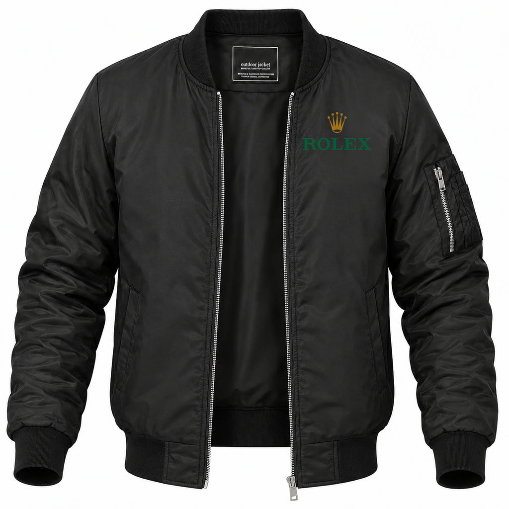 Men's Rolex Lightweight Bomber Jacket Windbreaker Softshell Varsity Jacket Coat