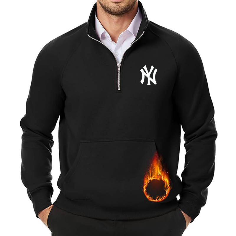 Men's New York NY Yankees JMIERR Quarter Zip Pullover Heavy Sweatshirts Warm Fleece Sweatshirt Polo