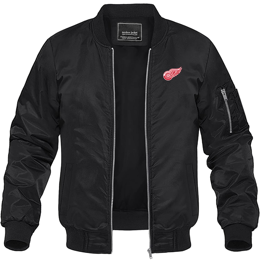 Men's NHL Detroit Red Wings Lightweight Bomber Jacket Windbreaker Softshell Varsity Jacket