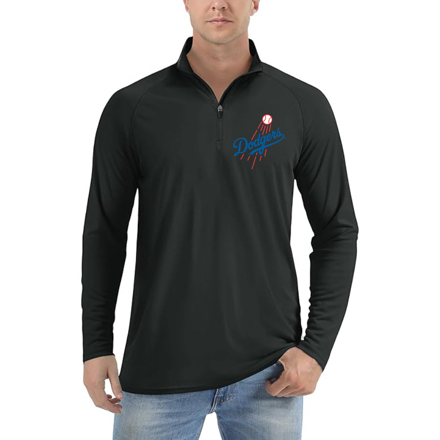 Men's Los Angeles Dodgers Lightweight Quarter-Zip Athletic Shirt Long Sleeve Performance Wear