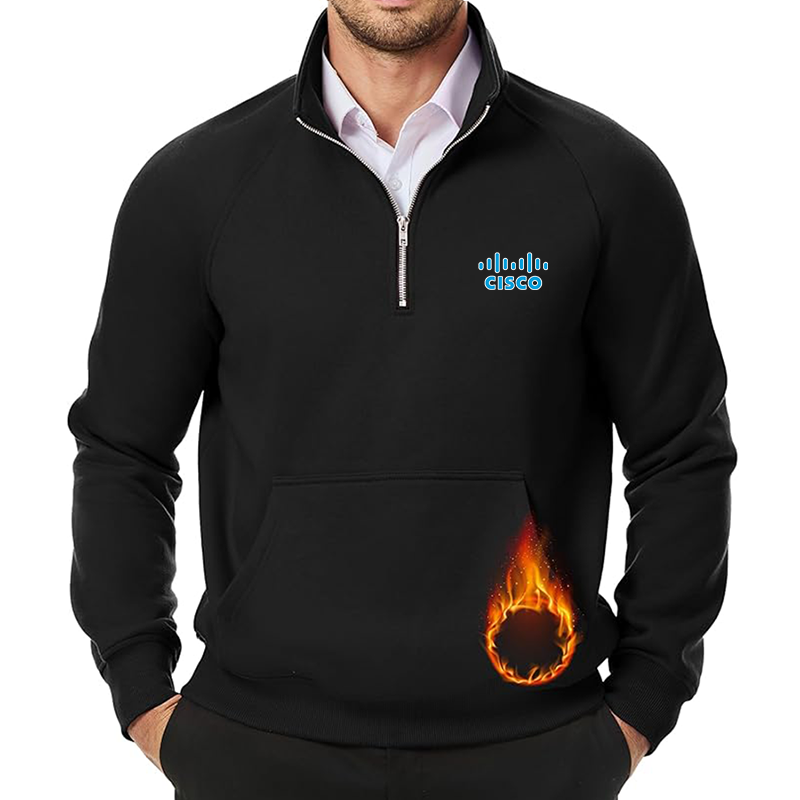 Men's Cisco JMIERR Quarter Zip Pullover Heavy Sweatshirts Warm Fleece Sweatshirt Polo
