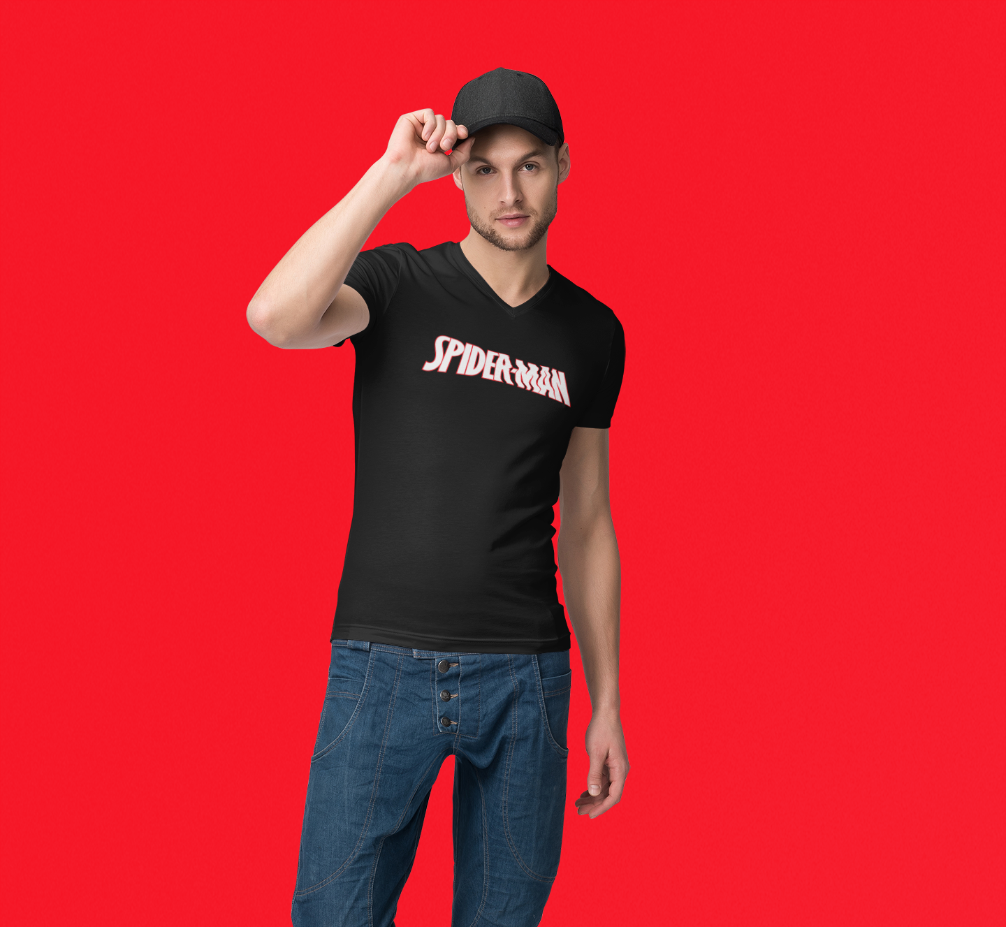 Spider Man BELLA  CANVAS  Jersey V-Neck Tee