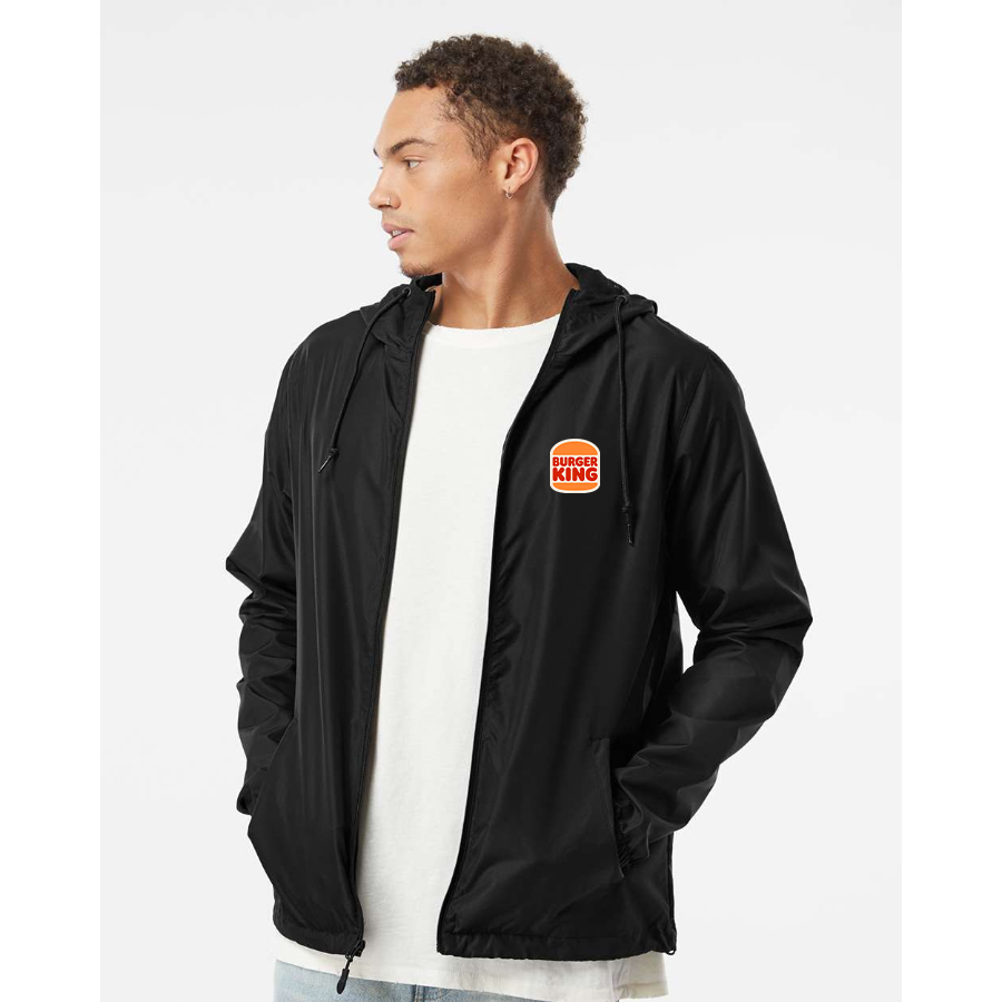 Men's Burger King Independent Trading Co Lightweight Windbreaker Full Zip Jacket Shirt – Tee