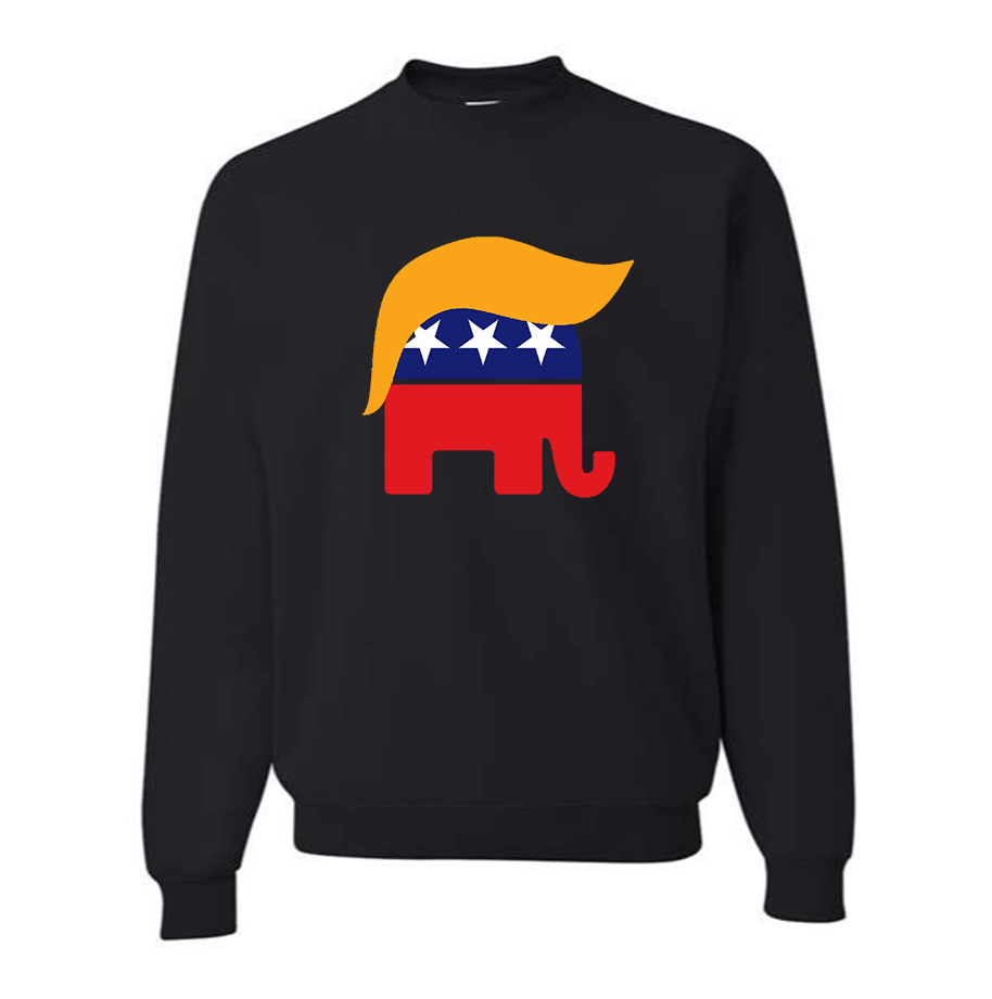 Men's Donald Trump Hair Elephant Crewneck Sweatshirt