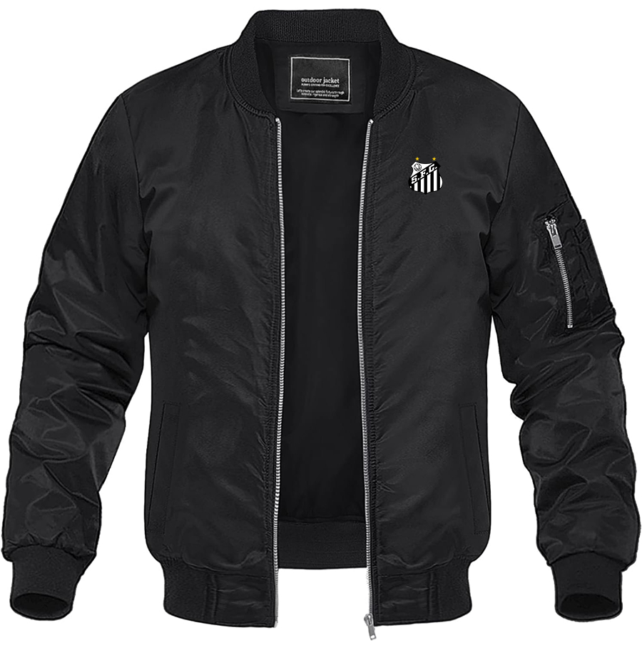Men's Santos FC Lightweight Bomber Jacket Windbreaker Softshell Varsity Jacket
