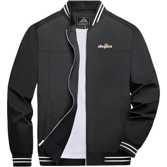 Men's Allegiant Air Lightweight Zip-Up Bomber Jacket with Ribbed Collar and Cuffs Versatile Casual Outerwear