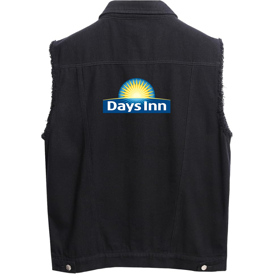 Men's Days Inn Sleeveless Distressed Denim Vest  Rugged Black Jean Jacket