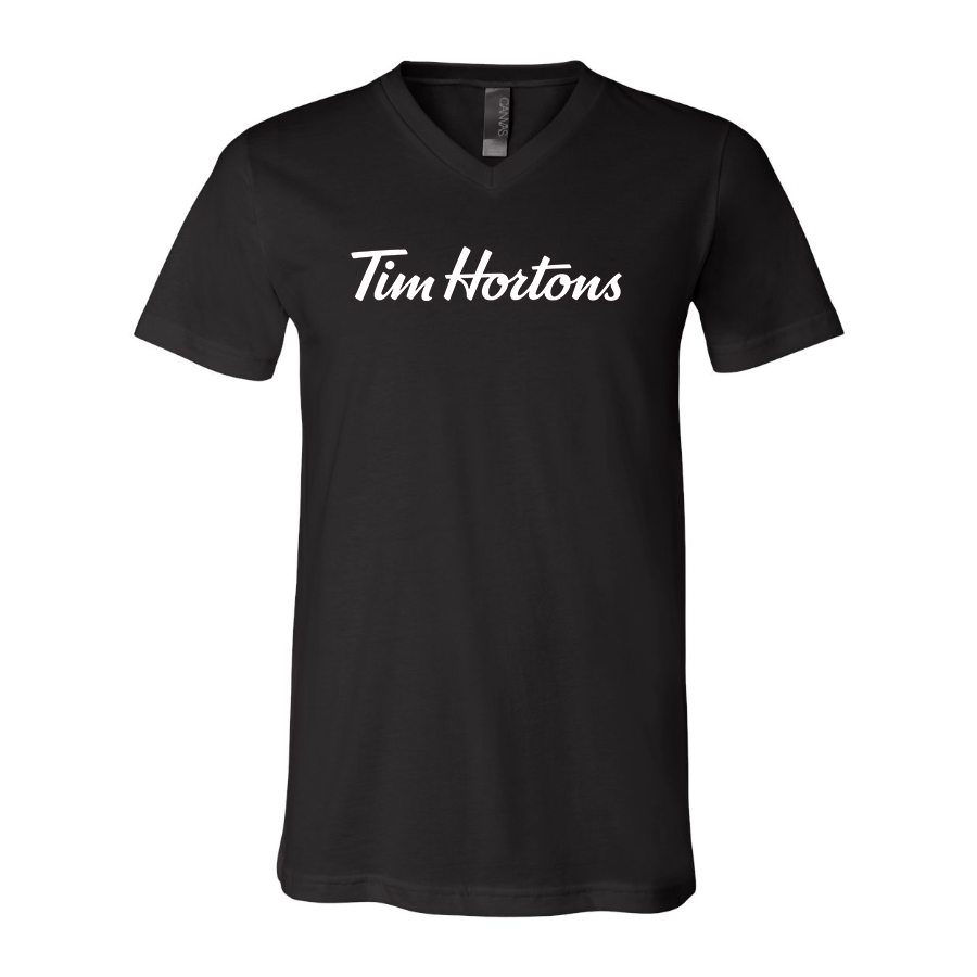 Men's Tim Hortons BELLA  CANVAS  Jersey V-Neck Tee