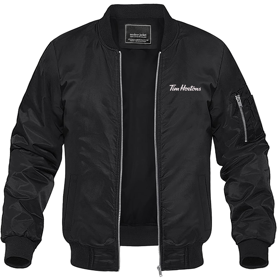 Men's Tim Hortons Lightweight Bomber Jacket Windbreaker Softshell Varsity Jacket
