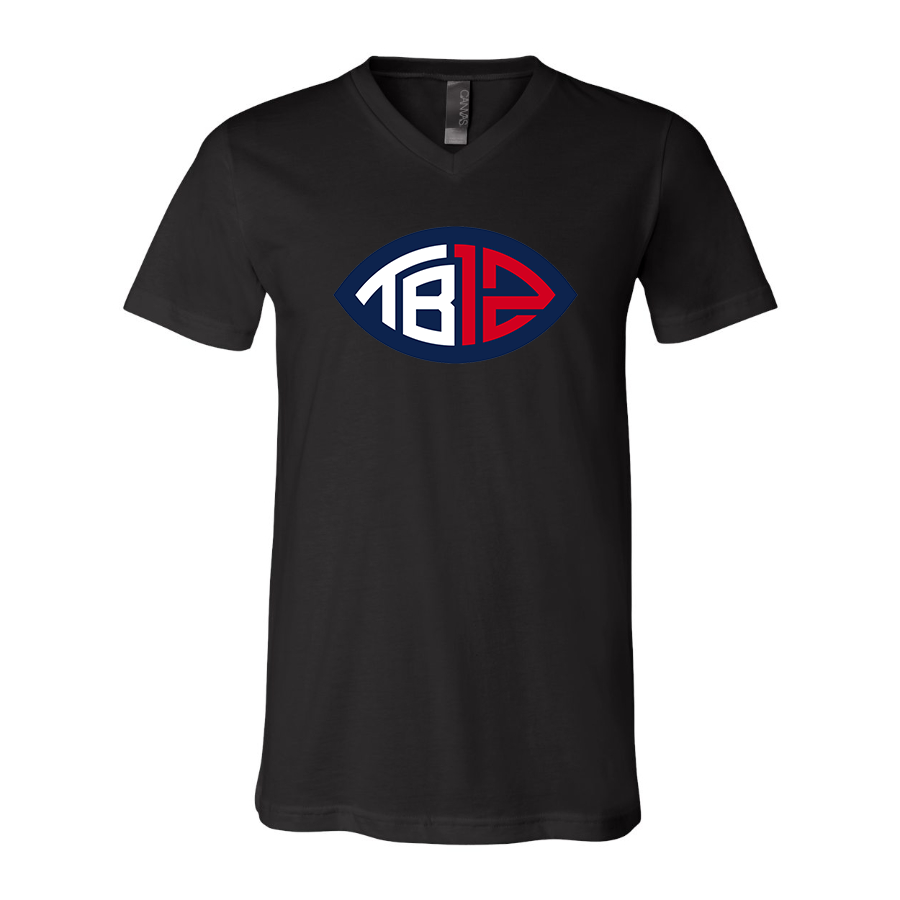Men's Tom Brady 12 BELLA  CANVAS  Jersey V-Neck Tee