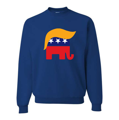 Men's Donald Trump Hair Elephant Crewneck Sweatshirt