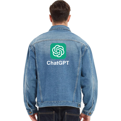 Men's ChatGPT Vintage Distressed Denim Jacket Stylish Casual Jean Outerwear