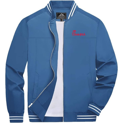 Men's Chick-fil-A Lightweight Zip-Up Bomber Jacket with Ribbed Collar and Cuffs Versatile Casual Outerwear