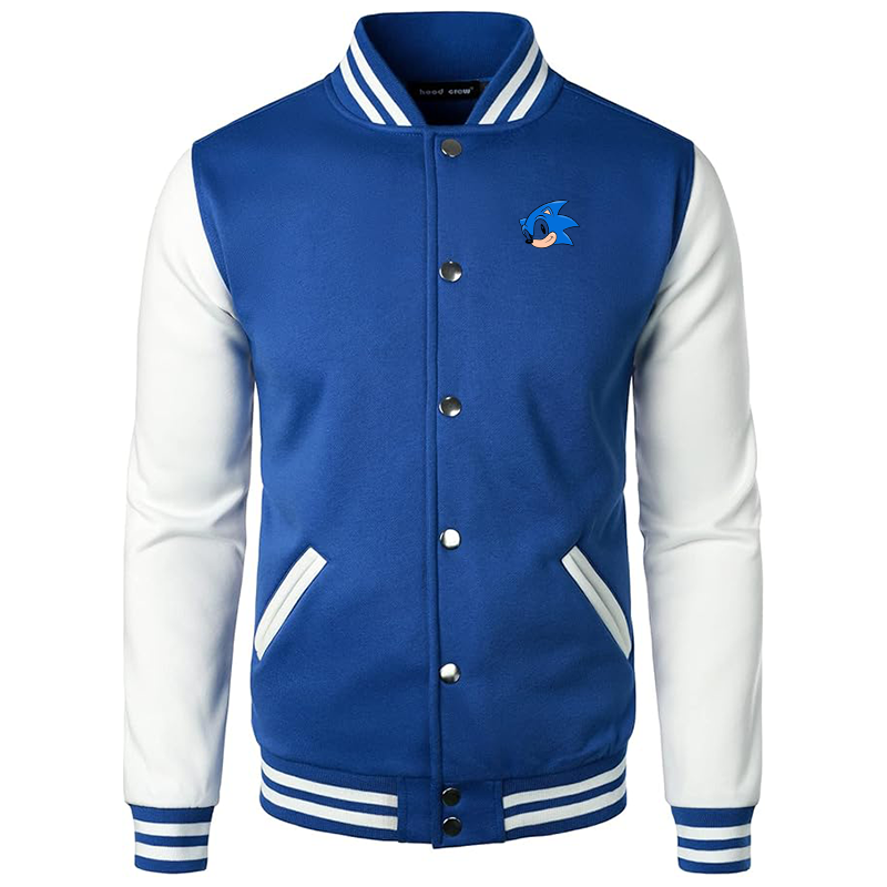 Men’s  Sonic the Hedgehog Varsity Baseball Jacket Cotton Blend Letterman Jackets