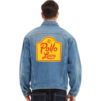 Men's El Pollo Loco Vintage Distressed Denim Jacket Stylish Casual Jean Outerwear