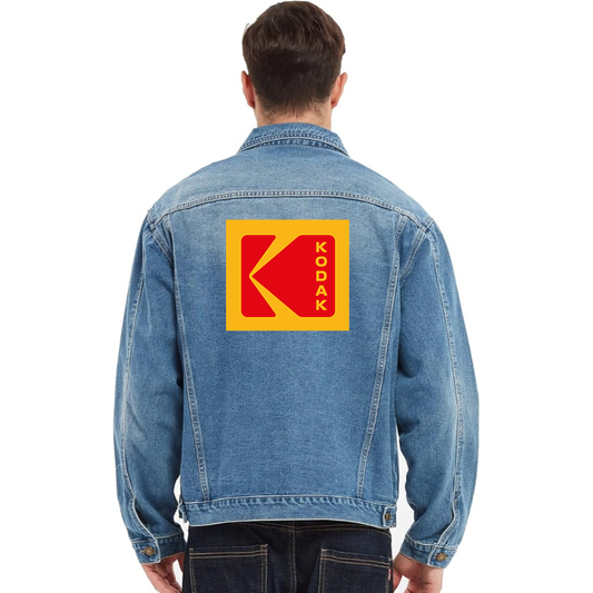 Men's Eastman Kodak Vintage Distressed Denim Jacket Stylish Casual Jean Outerwear