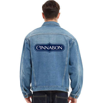 Men's Cinnabon Vintage Distressed Denim Jacket Stylish Casual Jean Outerwear