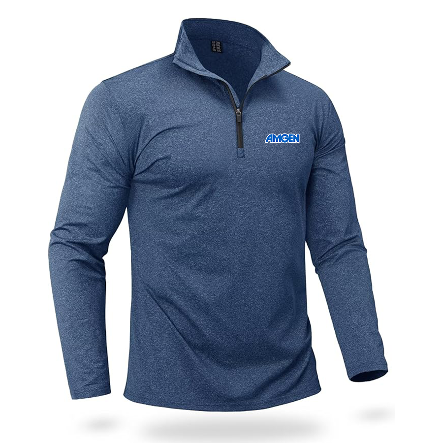 Men's Amgen Quarter Zip Pullover Premium Fleece Lined Heather Long Sleeve Golf Shirts Midweight 1/4 Half Zip Sweatshirts