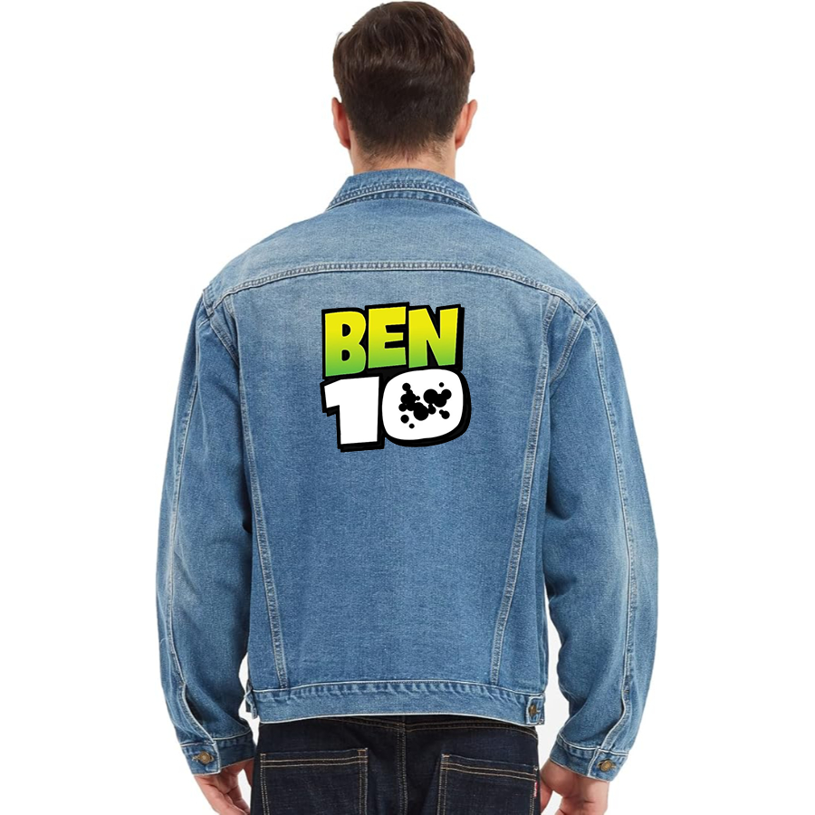 Men's Ben 10 Vintage Distressed Denim Jacket Stylish Casual Jean Outerwear