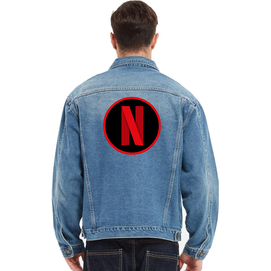 Men's Netflix Vintage Distressed Denim Jacket Stylish Casual Jean Outerwear