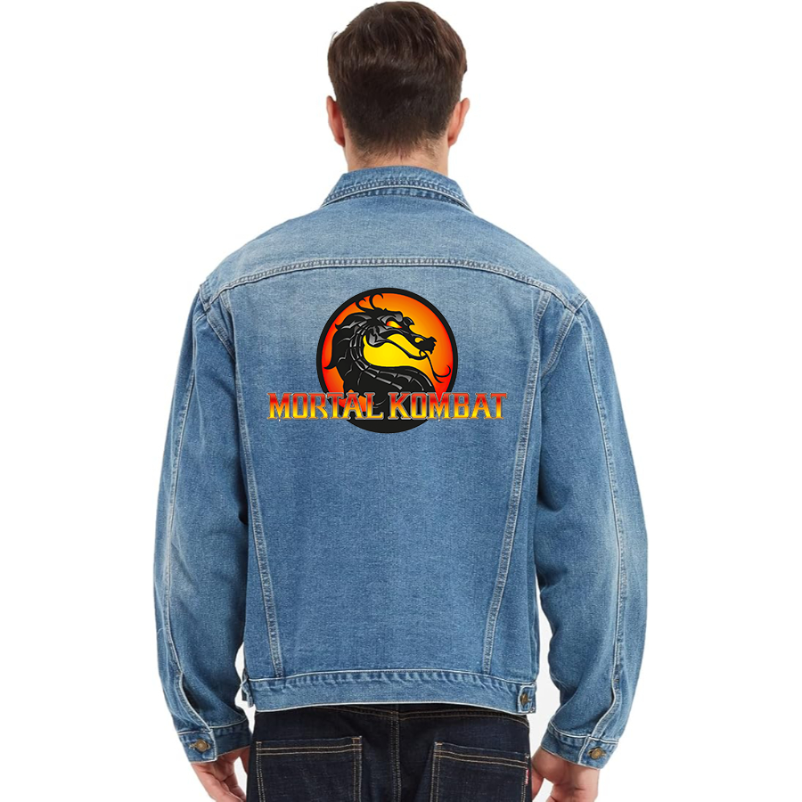 Men's Mortal Kombat Vintage Distressed Denim Jacket Stylish Casual Jean Outerwear