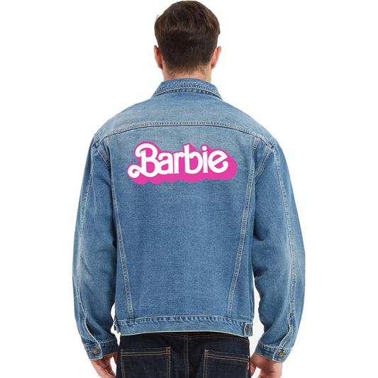 Men's Barbie Vintage Distressed Denim Jacket Stylish Casual Jean Outerwear