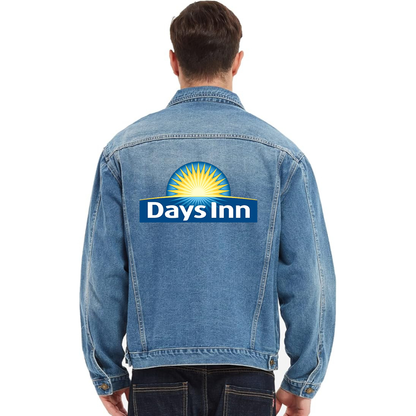 Men's Days Inn Vintage Distressed Denim Jacket Stylish Casual Jean Outerwear