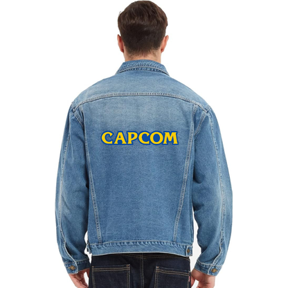 Men's Capcom  Vintage Distressed Denim Jacket Stylish Casual Jean Outerwear