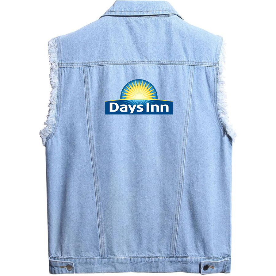 Men's Days Inn Sleeveless Distressed Denim Vest  Rugged Black Jean Jacket