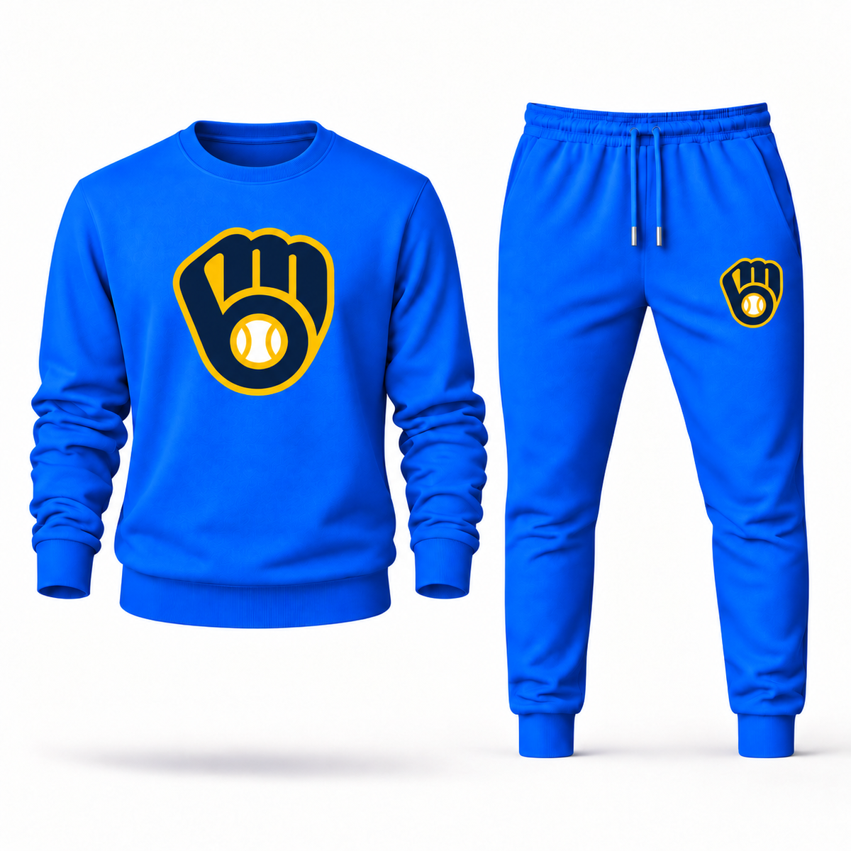 Milwaukee Brewers men's crewneck sweatshirt and joggers set in Azure