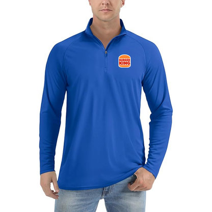 Men's Burger King Lightweight Quarter-Zip Athletic Shirt Long Sleeve Performance Wear