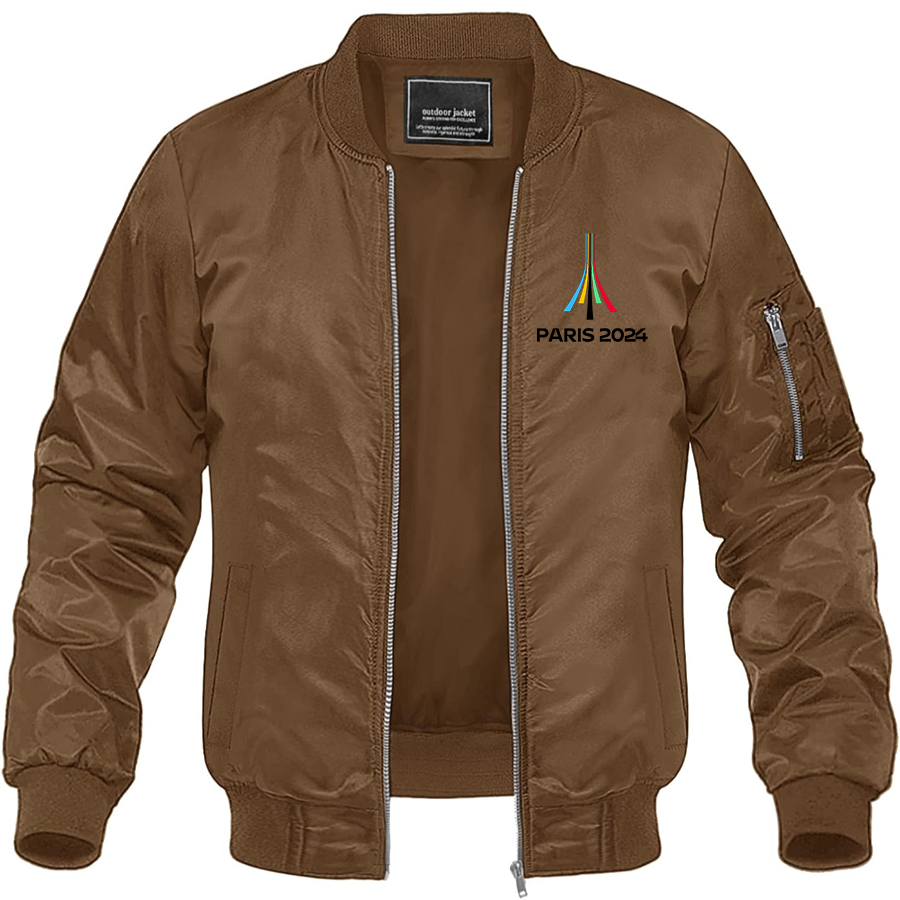 Men's Olympia Paris 2024 Lightweight Bomber Jacket Windbreaker Softshell Varsity Jacket