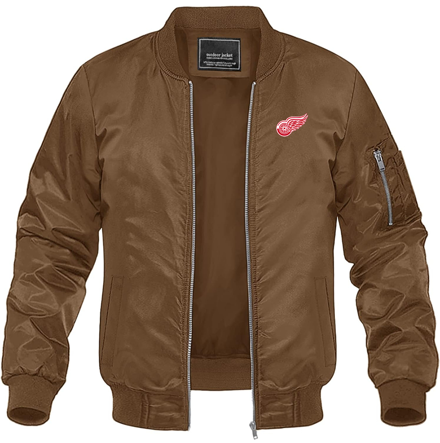 Men's NHL Detroit Red Wings Lightweight Bomber Jacket Windbreaker Softshell Varsity Jacket