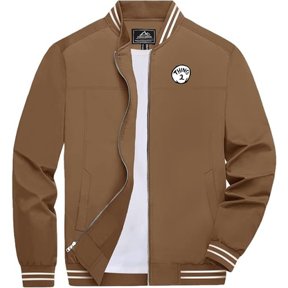 Men's Dr. Suess Thing 2 Lightweight Zip-Up Bomber Jacket with Ribbed Collar and Cuffs Versatile Casual Outerwear