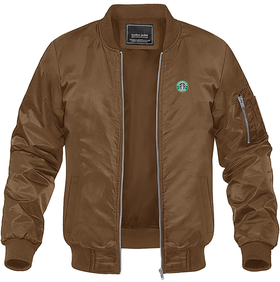 Men's Starbucks Coffee Lightweight Bomber Jacket Windbreaker Softshell Varsity Jacket