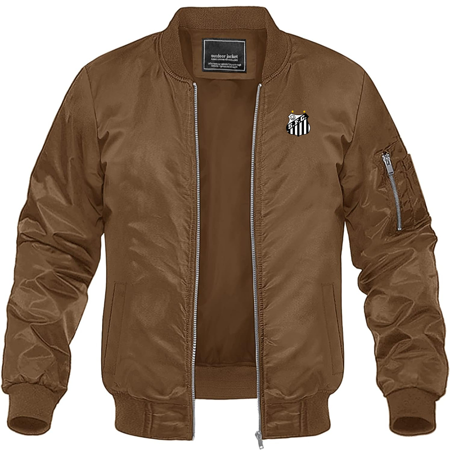 Men's Santos FC Lightweight Bomber Jacket Windbreaker Softshell Varsity Jacket