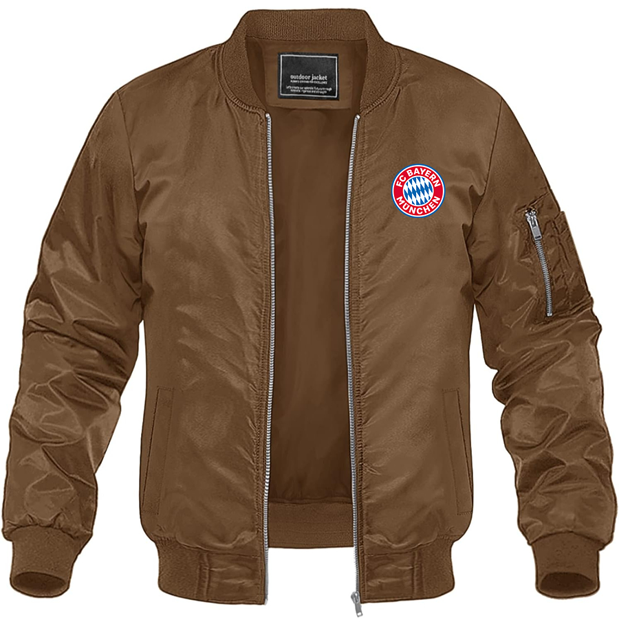 Men's FC Bayern Munich Lightweight Bomber Jacket Windbreaker Softshell Varsity Jacket