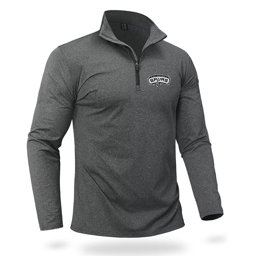 Men's San Antonio Spurs   Quarter Zip Pullover Premium Fleece Lined Heather Long Sleeve Golf Shirts Midweight 1/4 Half Zip Sweatshirts