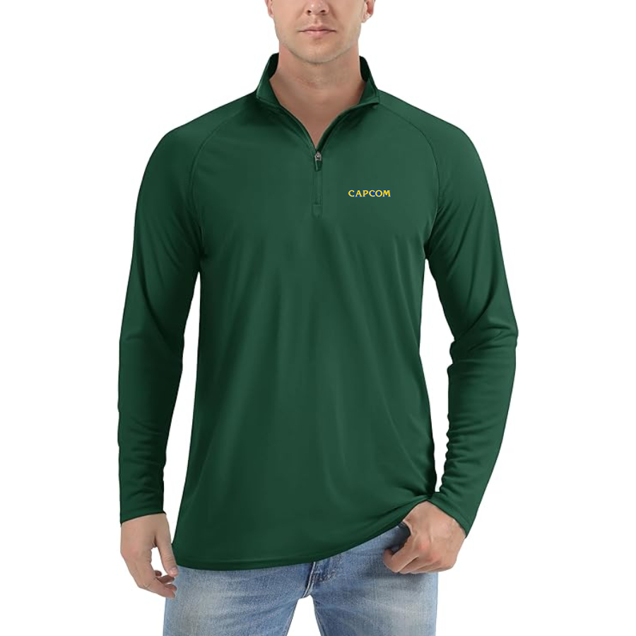 Men's Capcom Lightweight Quarter-Zip Athletic Shirt Long Sleeve Performance Wear