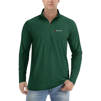 Men's Delta Airlines  Lightweight Quarter-Zip Athletic Shirt Long Sleeve Performance Wear